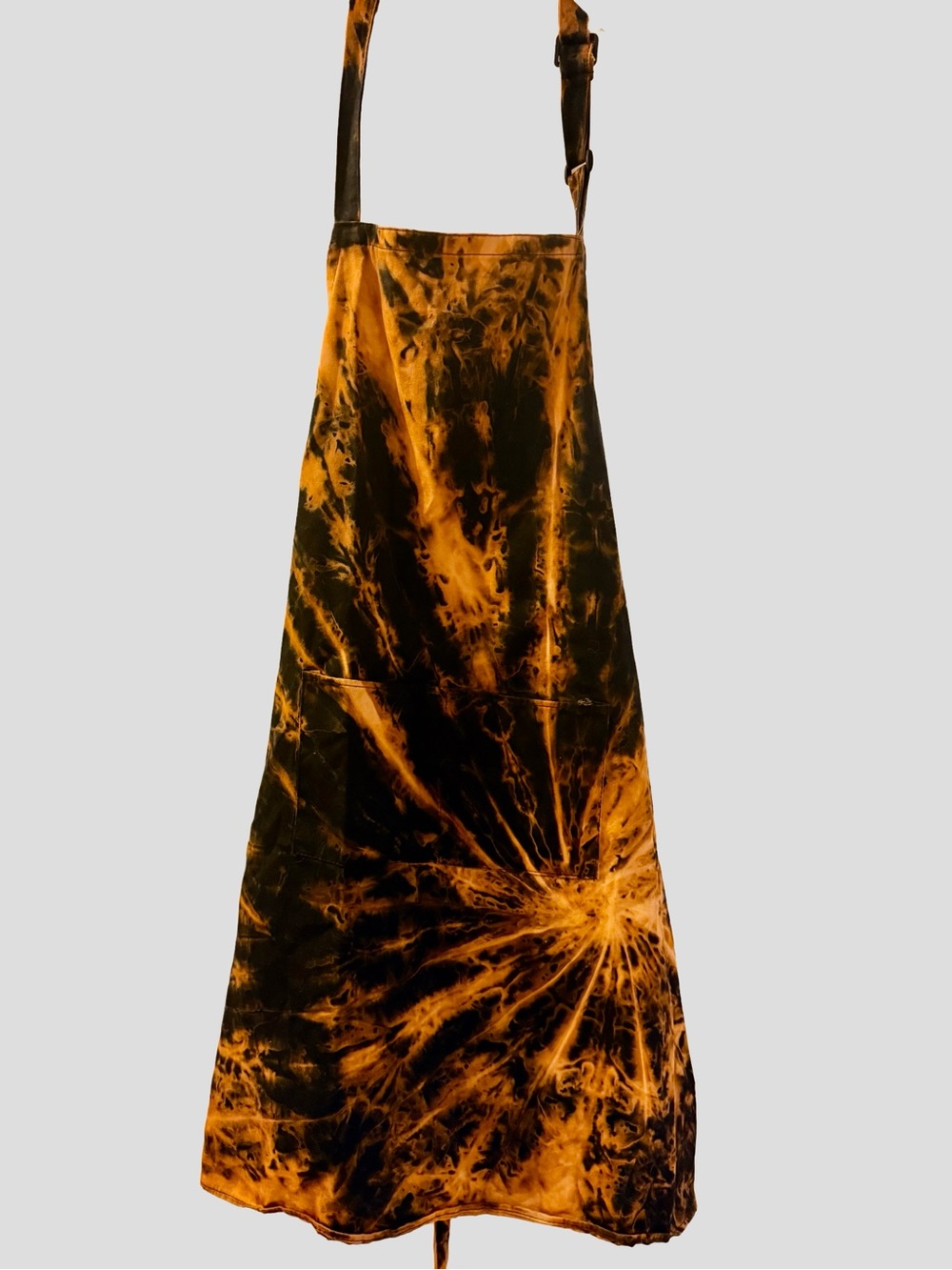 Hand Dyed Reverse Bleach Tie Dye Apron Black Orange NEW